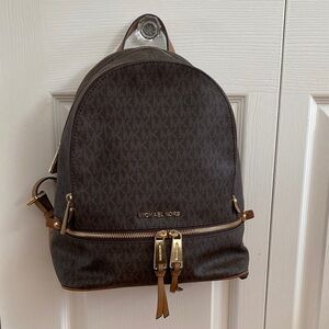 Michael Kors Dark Brown Backpack with Gold Accents